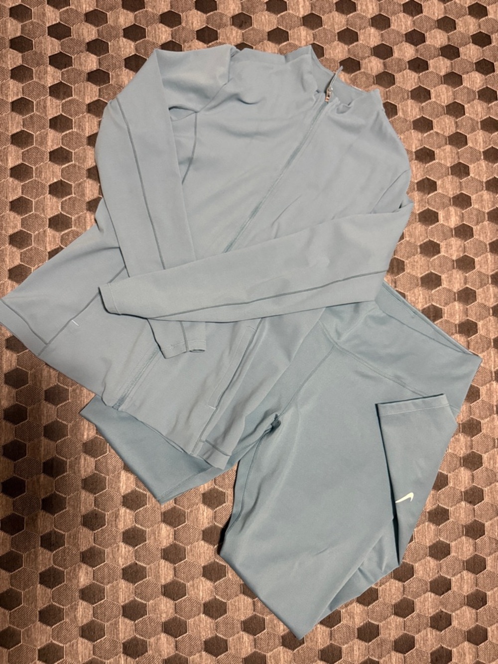 Nike Pale Blue Zip-Up Jacket and Leggings Set